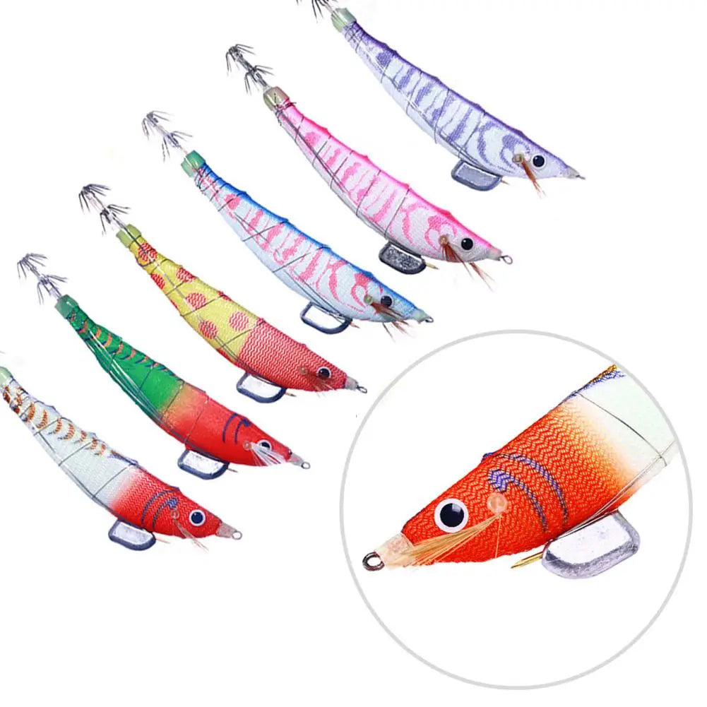 20pcs Luminous Wood Shrimp Simulation Fake Crankbait Fishing Lures Artificial Bait Luminous Bait Squid Hook Wood Shrimp Lures