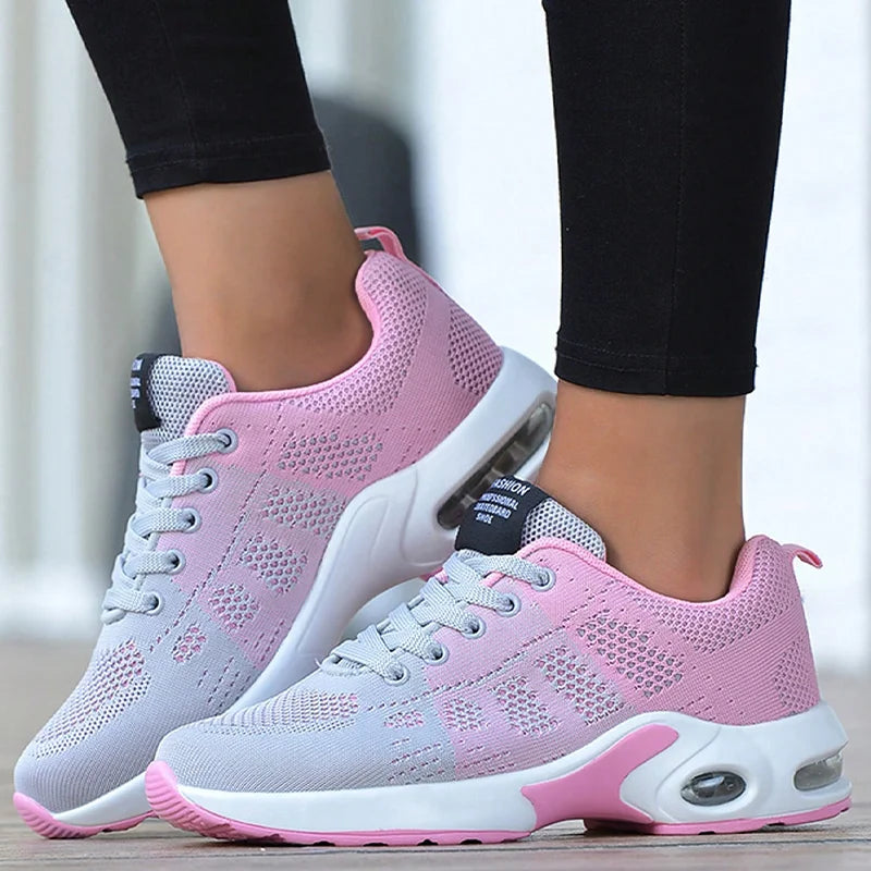 Women Air Cushion Sneakers Female Mesh Sport Running Trainning Shoes Pink Black Walking Shoes Outdoor Non Slip Tennis Shoes