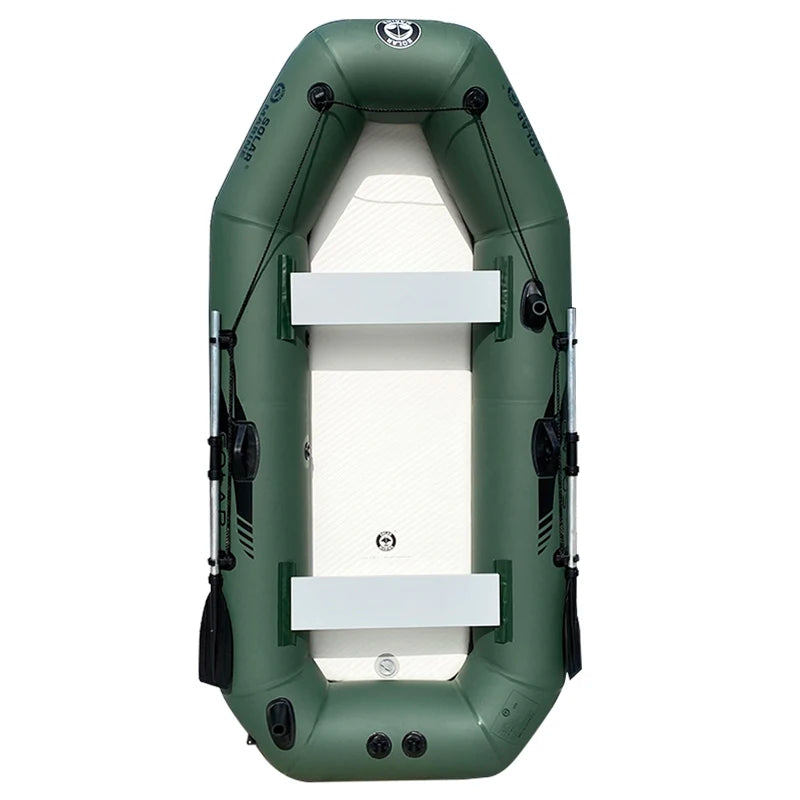 PVC Inflatable Fishing Boat for  3 Person, Rowing Kayak, 2.3m Canoe, Dinghy, Hovercraft, Air Deck Bottom