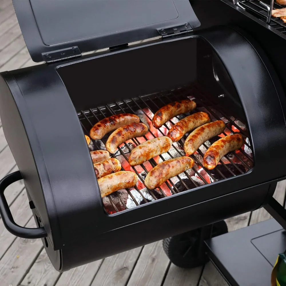 Charcoal Grill with Offset Smoker Burch BBQ,Barrel Grill and Smoker Combo, 1200 Square Inches ,BBQ.