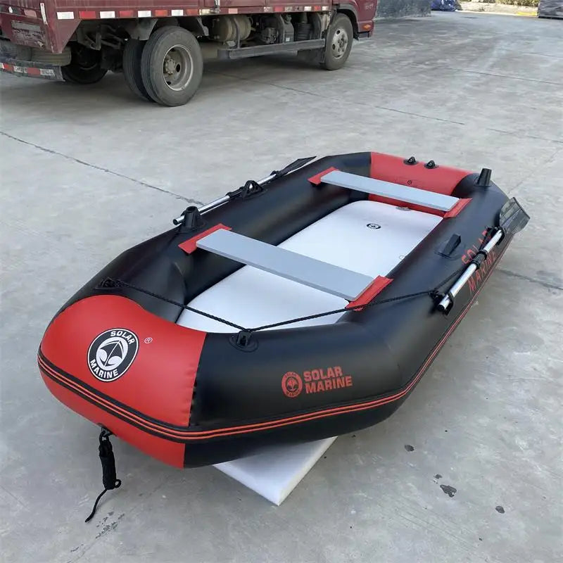 PVC Inflatable Fishing Boat for  3 Person, Rowing Kayak, 2.3m Canoe, Dinghy, Hovercraft, Air Deck Bottom