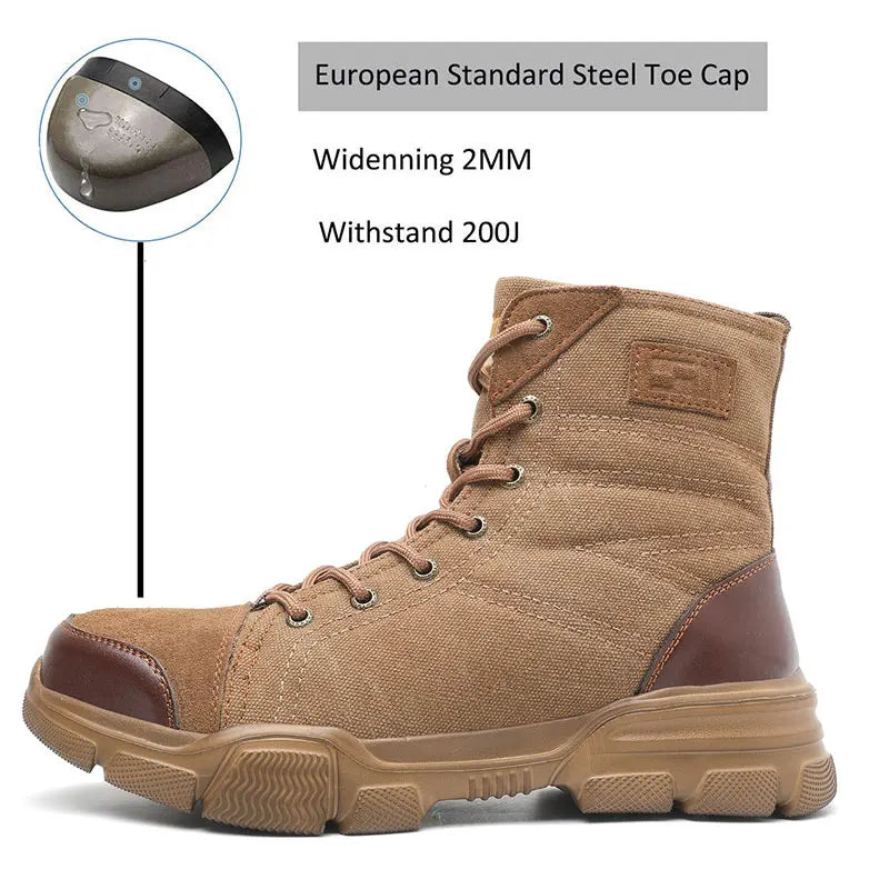 Steel Toe Boots for Men Work Boots Indestructible Work Shoes Desert Safety Boots Safety Shoes 36-48