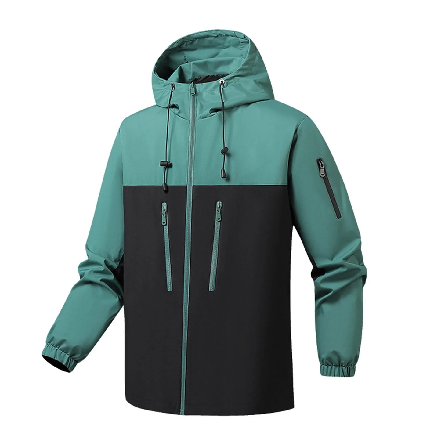 Men's Autumn And Winter Outdoor Sports Skiing Matching Color Loose Thin Hardshell Mountaineering Jacket Wind Work Jacket