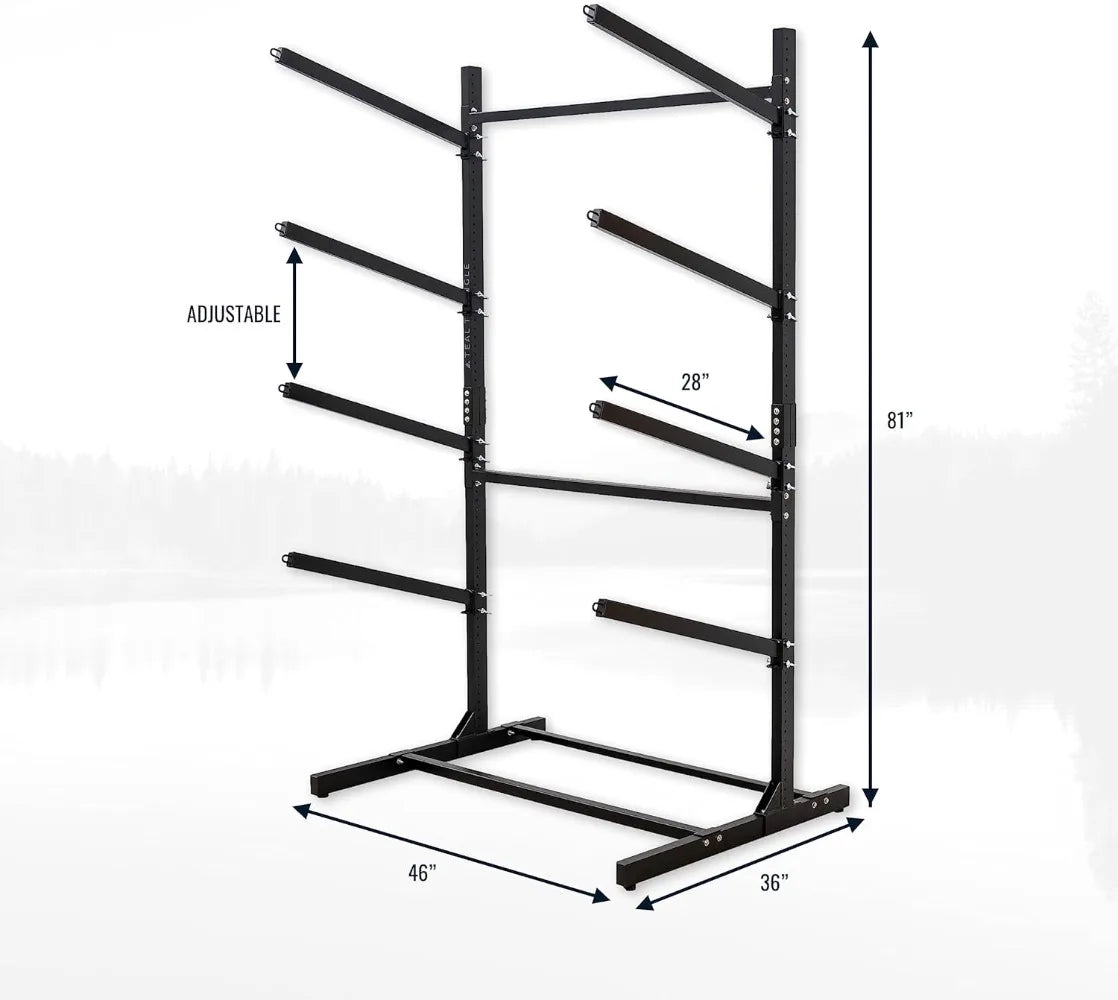 Freestanding G-Watersport Kayak and SUP Outdoor Storage Rack, Heavy Duty Adjustable Weatherproof Stand