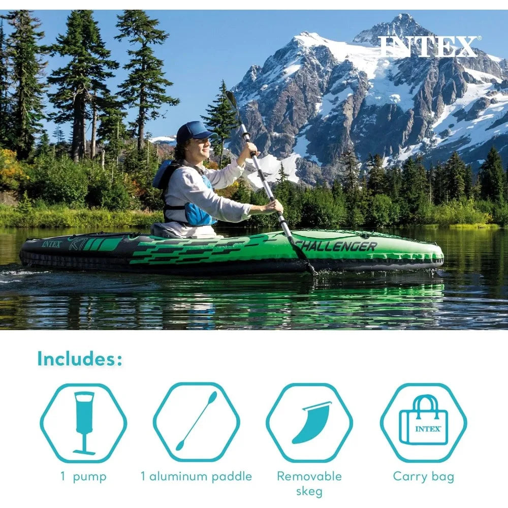 Challenger Inflatable Kayak Series: includes Deluxe 86in Kayak Paddles and High-Output Pump – SuperStrong PVC