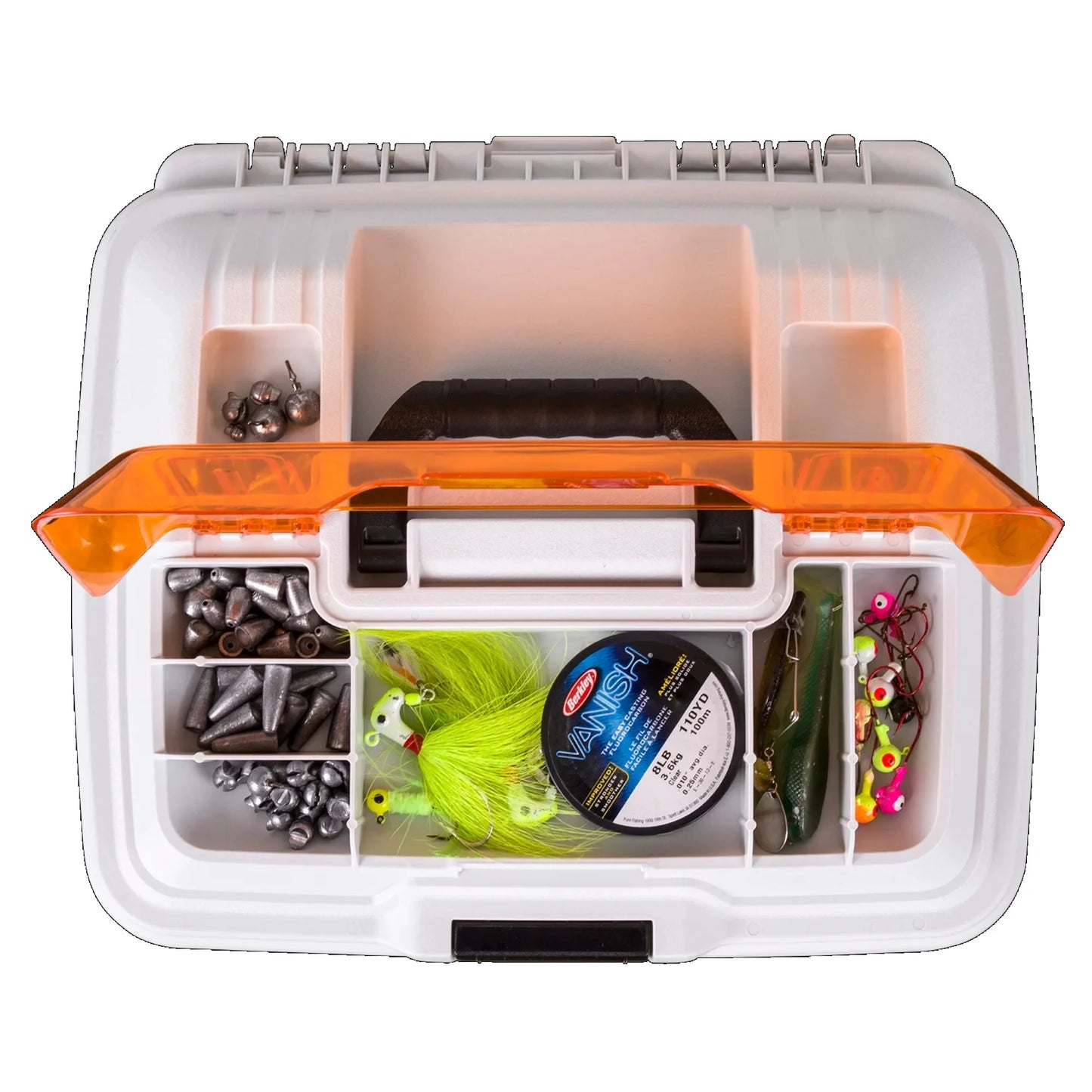 Flambeau Outdoors. T4P Pro Multi Loader, Fishing Tackle Box, White, Orange, 33.5 inches long, Plastic