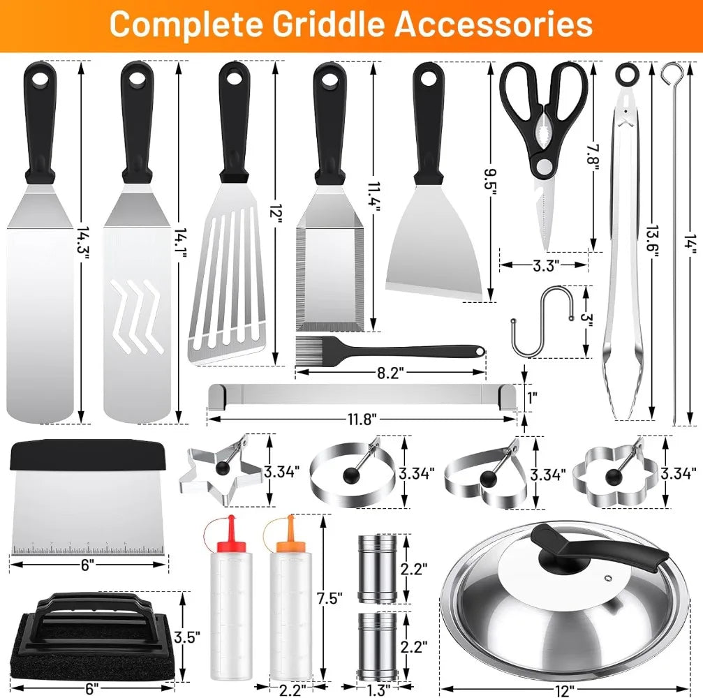 Blackstone Griddle Accessories Kit,41PCS Flat Top Grill Accessories Set for Blackstone and Camp Chef,Professional Stainless