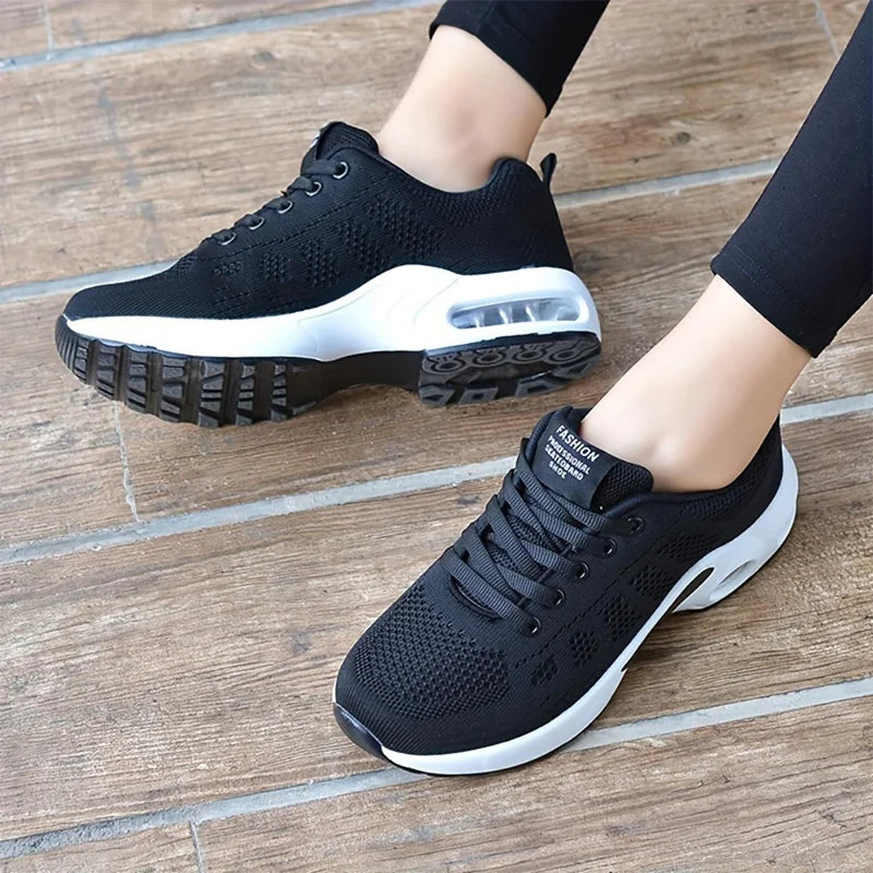 Women Air Cushion Sneakers Female Mesh Sport Running Trainning Shoes Pink Black Walking Shoes Outdoor Non Slip Tennis Shoes