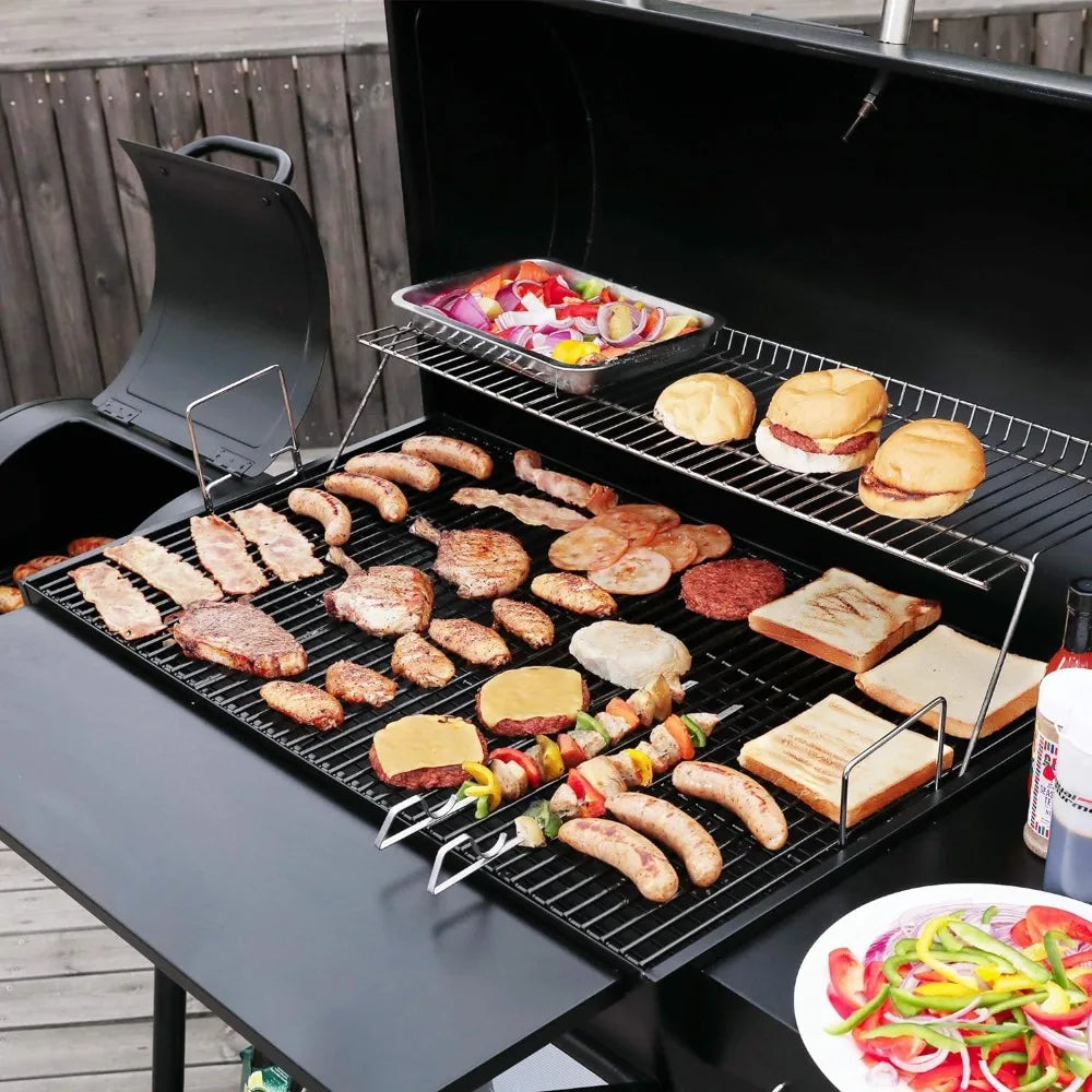 Charcoal Grill with Offset Smoker Burch BBQ,Barrel Grill and Smoker Combo, 1200 Square Inches ,BBQ.