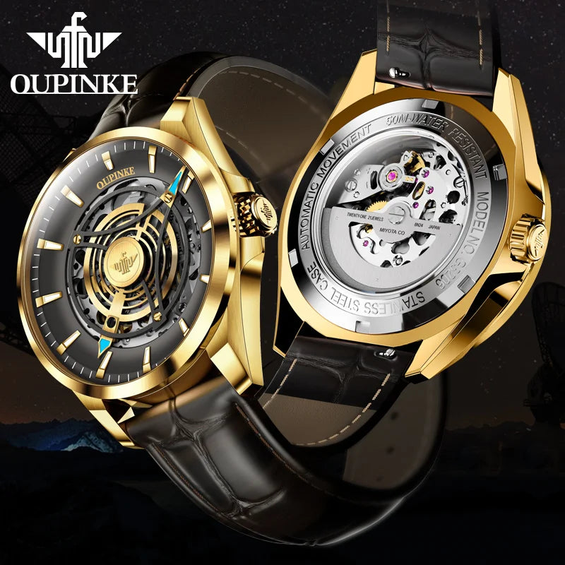 Automatic Mechanical Watch For Men Hollow 40mm Dial Original Hand Clock Synthetic Sapphire Mirror Man Watches