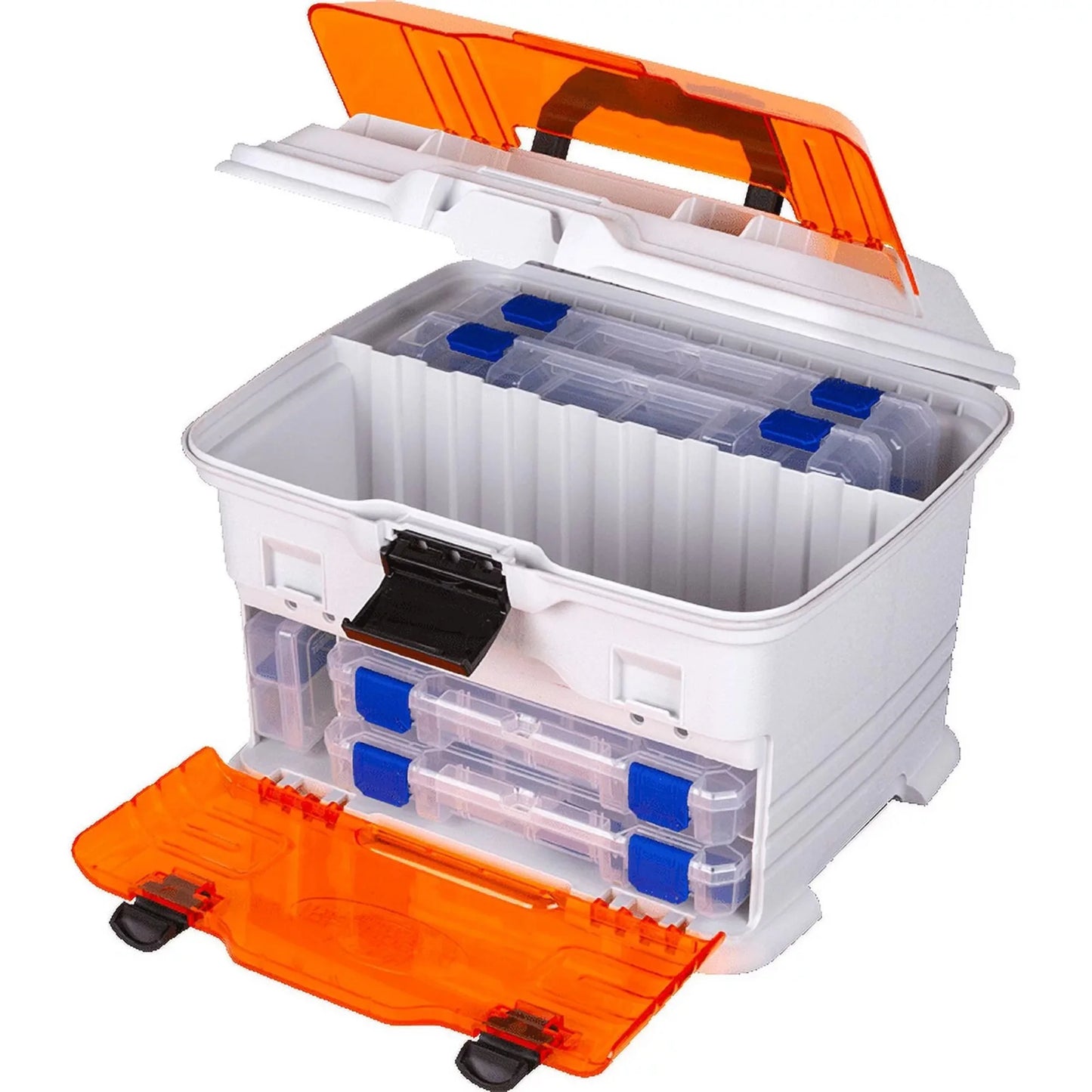 Flambeau Outdoors. T4P Pro Multi Loader, Fishing Tackle Box, White, Orange, 33.5 inches long, Plastic