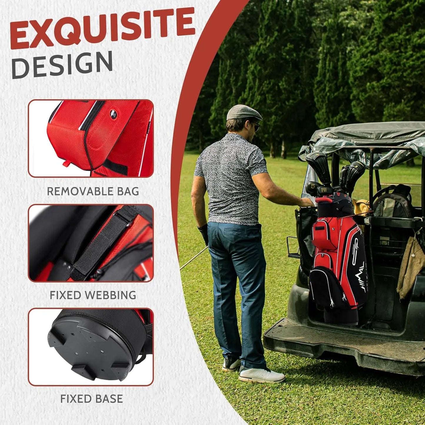 Full Length Divider Top, Golf Bag for Men with Handles and Rain Cover