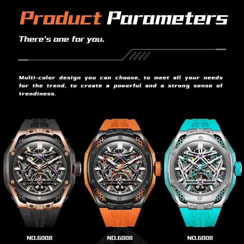 Automatic Mechanical Watch Business Sports Waterproof Silicone Band