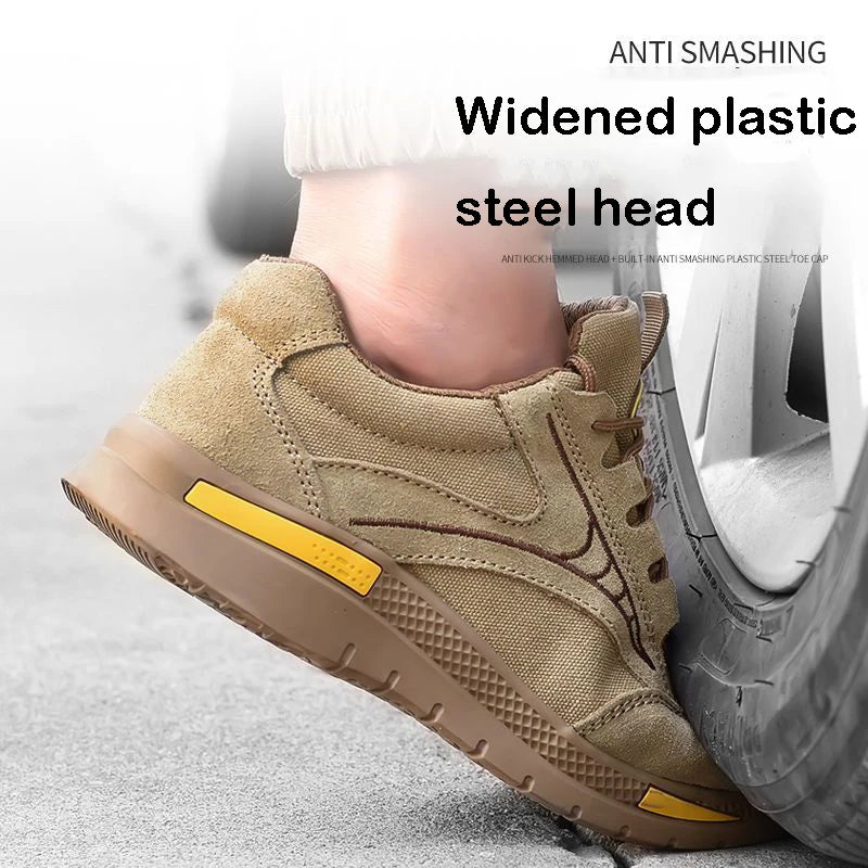 Men's Safety Shoes Summer Breathable Work Sneakers Lightweight Insulated Anti-smash Steel Toe Work Protective Shoes for Men