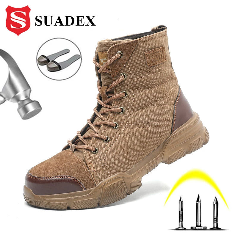 Steel Toe Boots for Men Work Boots Indestructible Work Shoes Desert Safety Boots Safety Shoes 36-48