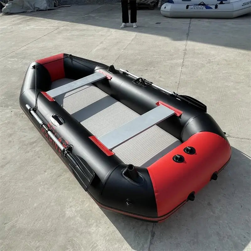 PVC Inflatable Fishing Boat for  3 Person, Rowing Kayak, 2.3m Canoe, Dinghy, Hovercraft, Air Deck Bottom