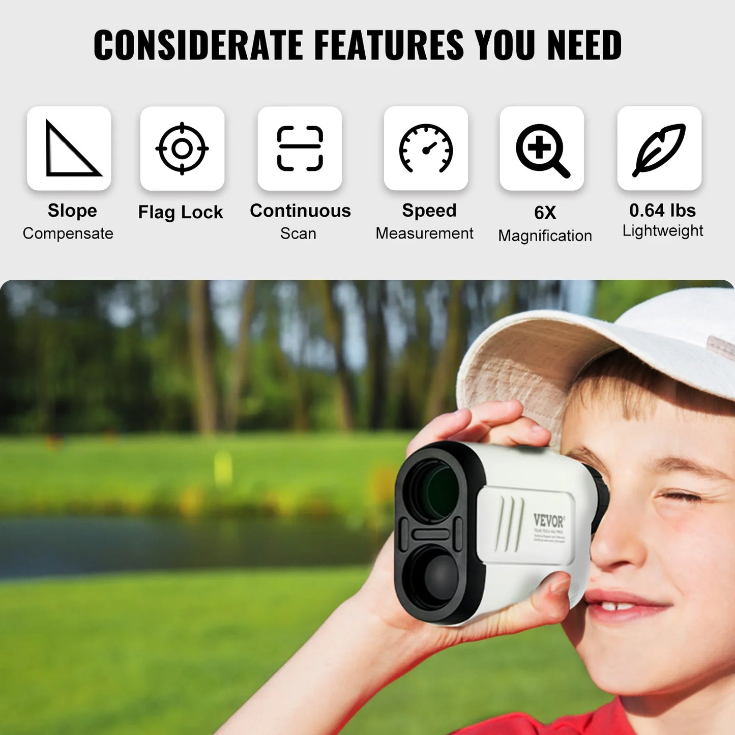 Golf Rangefinder 650 Yards Laser Hunting Range Finder 6X Magnification High-Precision Flag Lock Slope Switch and Batteries