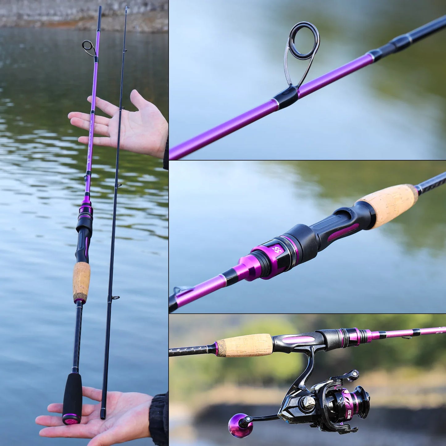 Fishing Rod 1.8-2.1m Spinning/Casting Fishing Rod MH Power Carbon Fishing Rod 2 Sections 8-17lb