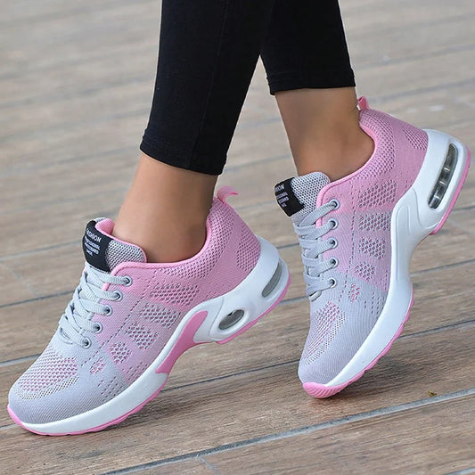 Women Air Cushion Sneakers Female Mesh Sport Running Trainning Shoes Pink Black Walking Shoes Outdoor Non Slip Tennis Shoes