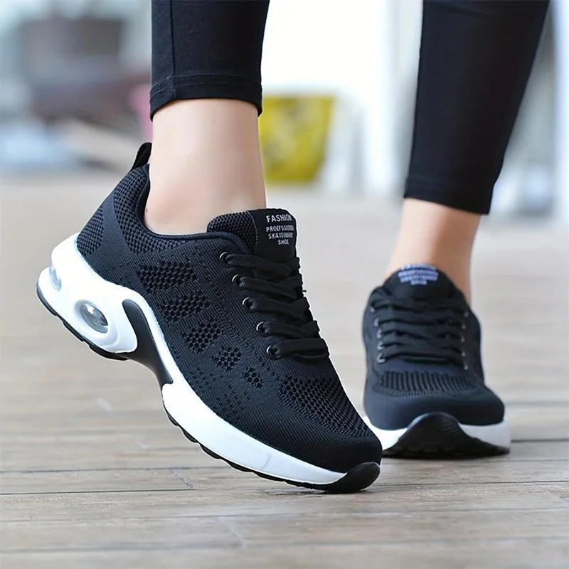 Women Air Cushion Sneakers Female Mesh Sport Running Trainning Shoes Pink Black Walking Shoes Outdoor Non Slip Tennis Shoes