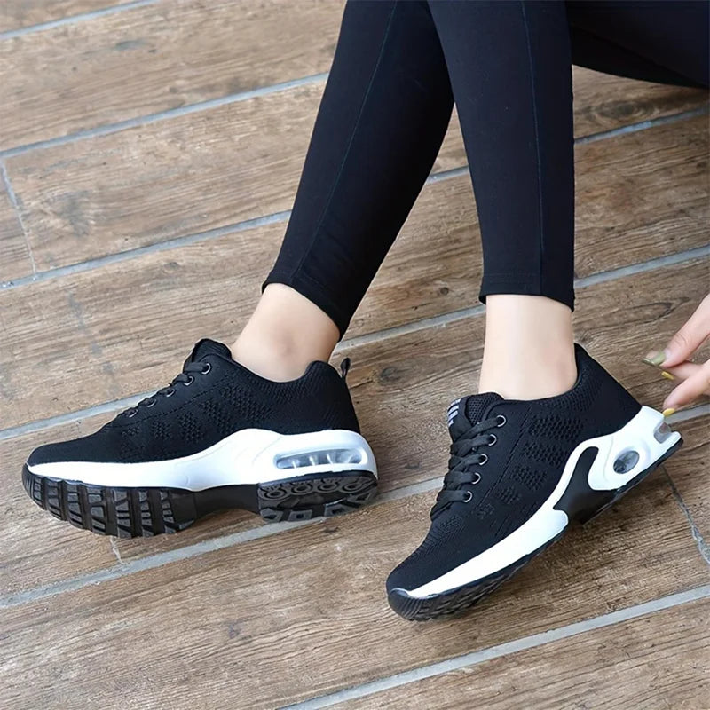 Women Air Cushion Sneakers Female Mesh Sport Running Trainning Shoes Pink Black Walking Shoes Outdoor Non Slip Tennis Shoes