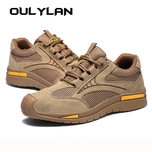 Men's Safety Shoes Summer Breathable Work Sneakers Lightweight Insulated Anti-smash Steel Toe Work Protective Shoes for Men